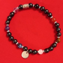 BRACCIALE 7 CHAKRA ELASTICIZZATO CON MEDAGLIA CUORE