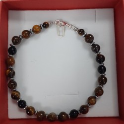 BRACCIALE IN OCCHIO DI TIGRE CON CHIUSURA IN ARGENTO