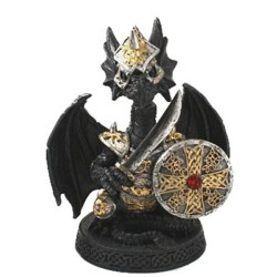 DRAGO NERO CON TESTA IN MOVIMENTO CM 25 X 12