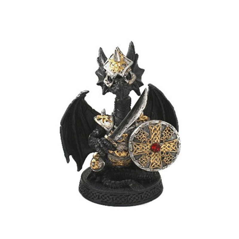 DRAGO NERO CON TESTA IN MOVIMENTO CM 25 X 12