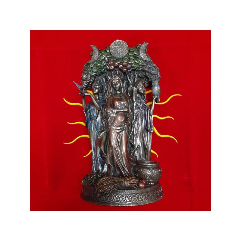 MAIDEN MOTHER CRONE STATUA BRONZATA I H CM 27