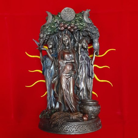 MAIDEN MOTHER CRONE STATUA BRONZATA I H CM 27