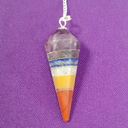 PENDOLO SFACCETTATO CON COLORI 7 CHAKRA