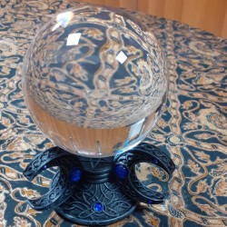 SFERA IN CRISTALLO Ø cm 12 CON BASE TIPLICE LUNA